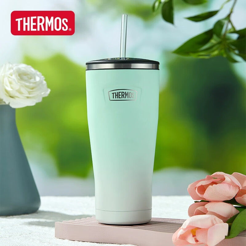 膳魔师大容量吸管杯保温咖啡杯不锈钢保冷杯桌面水杯TEMF850ml