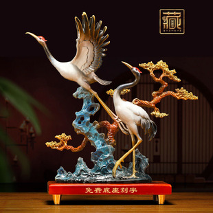 松鹤延年全铜仙鹤摆件新中式家居客厅玄关装饰送长辈祝寿贺寿礼品