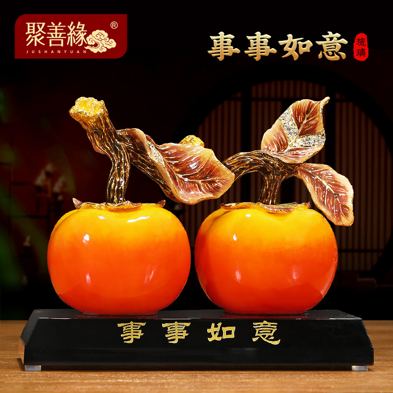 珐琅彩事事如意现代简约客厅摆件