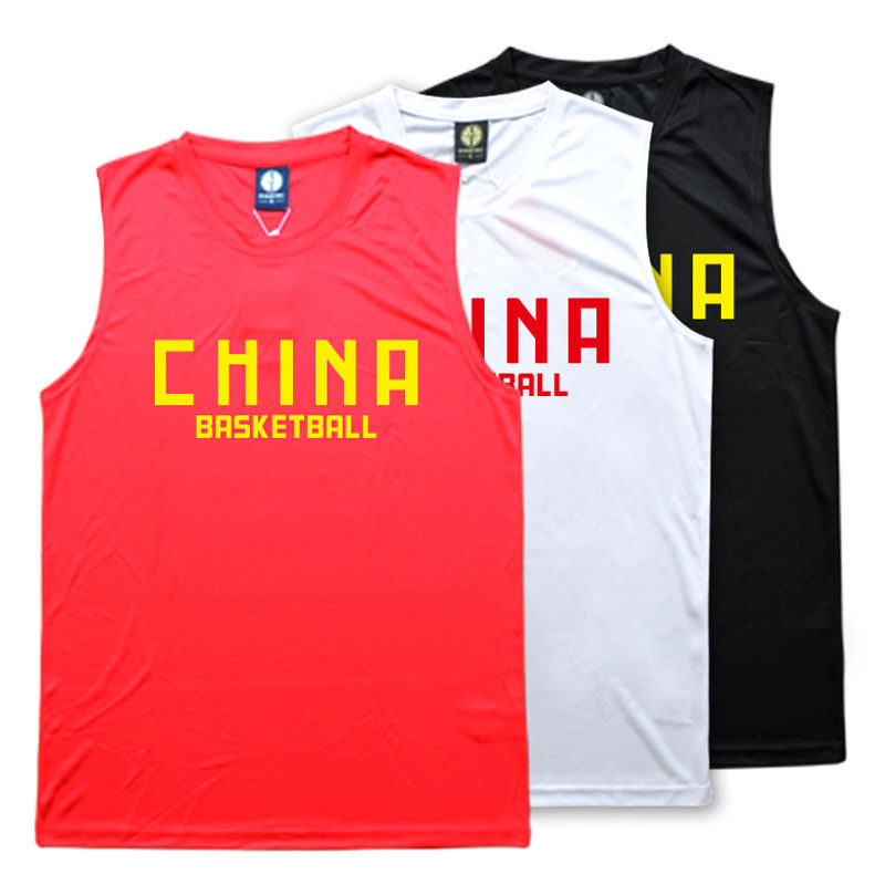 篮球训练服宽肩背心中国队服男篮训练背心国家队篮球服篮球衣定制