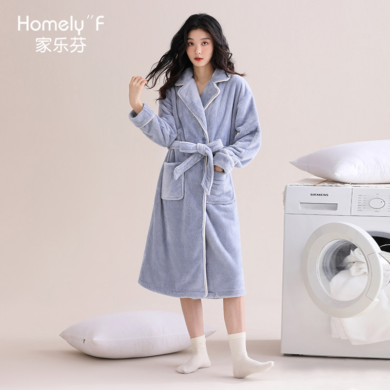 家乐芬睡袍女士睡衣浴袍秋冬款冬季长款法兰绒加厚加绒珊瑚绒冬天,女士内衣/男士内衣/家居服,睡袍/浴袍,淘宝优惠券,粉丝福利购,淘宝优惠卷