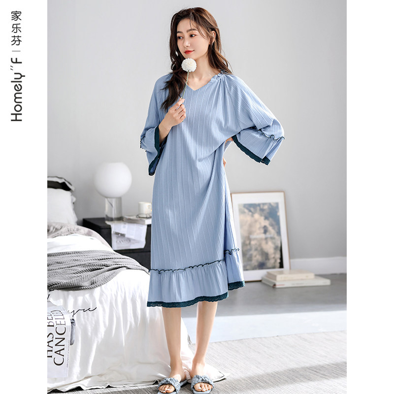 2022年新款睡裙女士睡衣裙春秋纯棉长袖七分袖公主风大码长款夏季,女士内衣/男士内衣/家居服,睡裙,淘宝优惠券,粉丝福利购,淘宝优惠卷