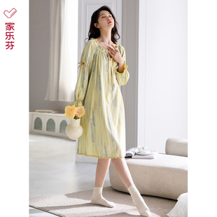 冰丝日系甜美公主风 家乐芬睡裙女睡衣夏季 夏天夏款 莫代尔长袖 薄款