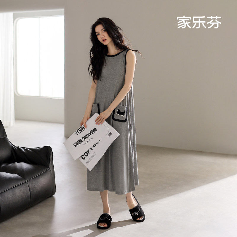 家乐芬带胸垫睡裙女睡衣夏季夏款莫代尔吊带背心长款连衣裙可外穿