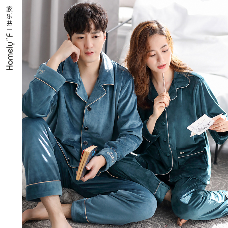 男士冬款珊瑚绒加厚保暖情侣睡衣