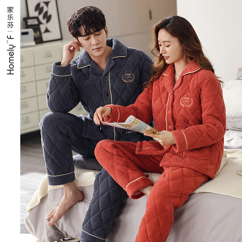情侣睡衣女男士冬季三层加厚夹棉加绒保暖珊瑚绒秋冬款冬天法兰绒,女士内衣/男士内衣/家居服,睡衣/家居服套装,淘宝优惠券,粉丝福利购,淘宝优惠卷