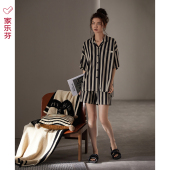 凉感冰丝条纹休闲大码 睡衣女士莫代尔夏季 家居服夏天夏款 短裤 短袖