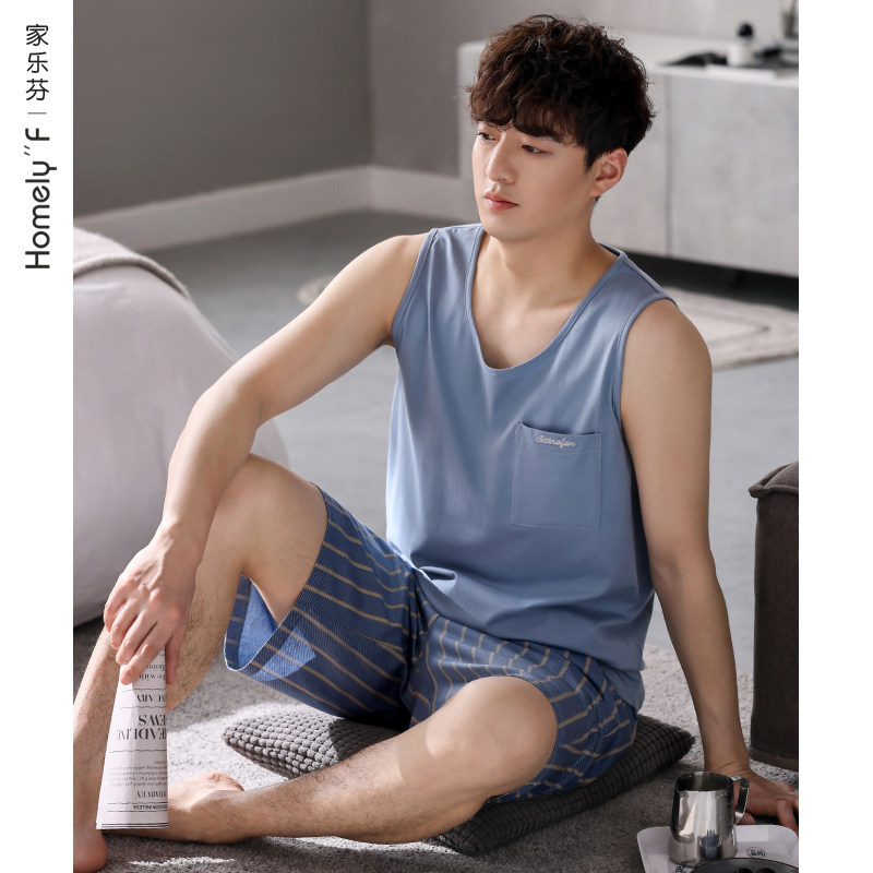 家乐芬睡衣男士夏季背心无袖短裤纯棉家居服男款夏天夏款大码套装,女士内衣/男士内衣/家居服,睡衣/家居服套装,淘宝优惠券,粉丝福利购,淘宝优惠卷