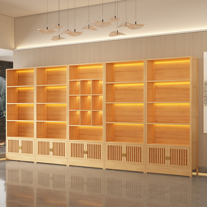 商用实木展示架养生博古架置物架收纳产品柜子茶叶店展示柜多宝阁