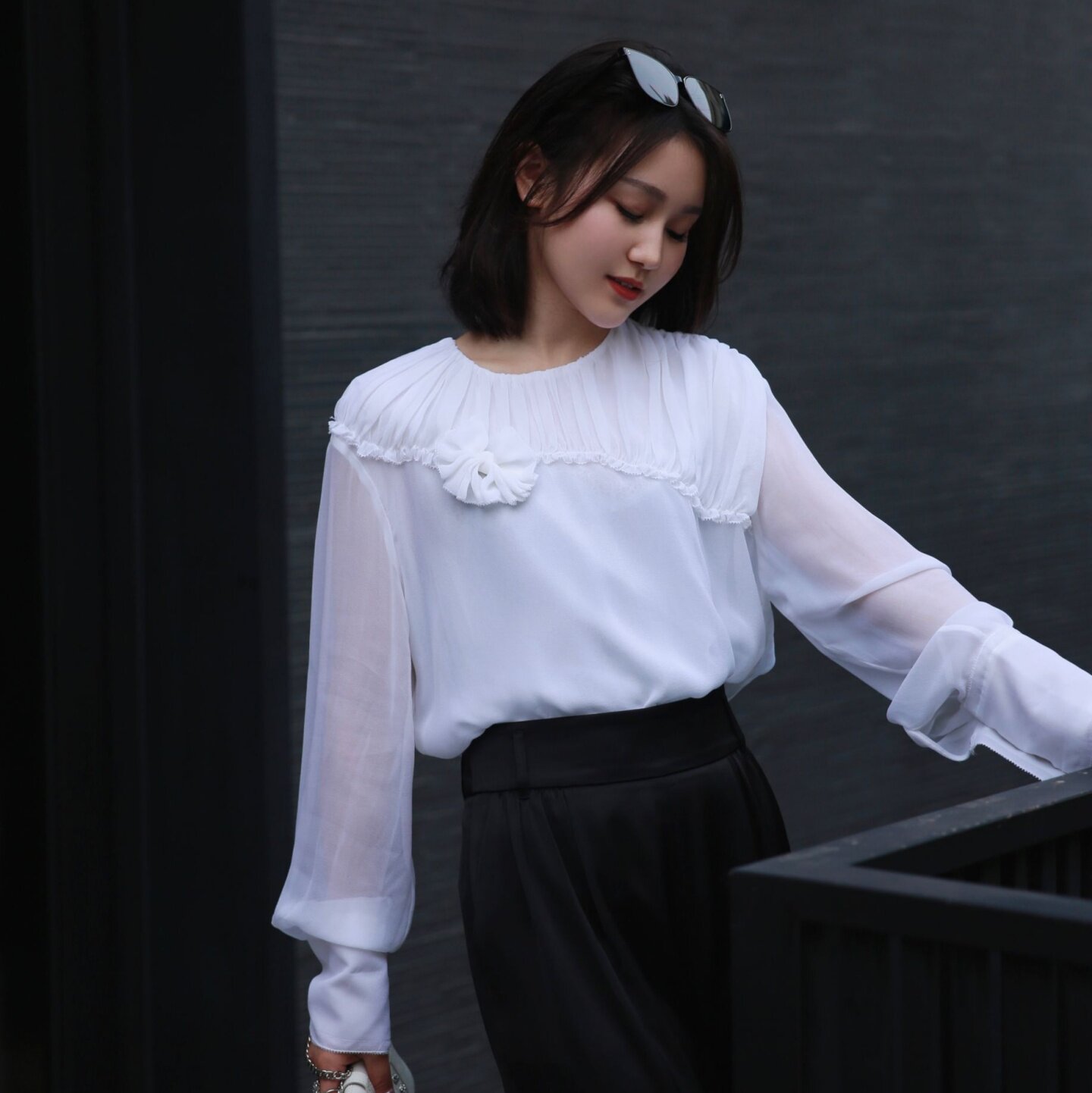 欧洲站白色桑蚕丝衬衫女长袖