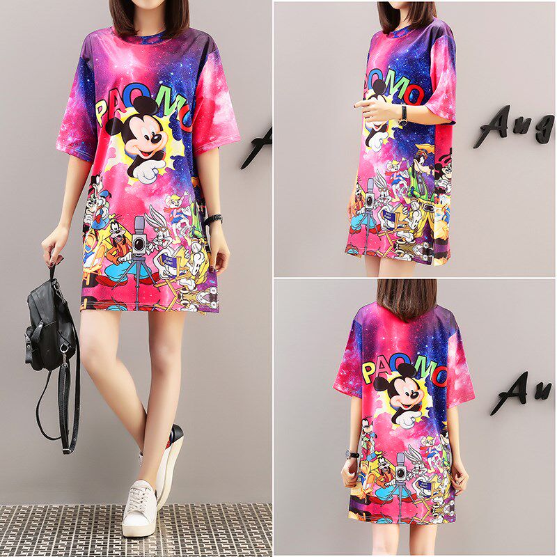 欧洲站2019春夏季卡通印花短袖打底衫宽松个性中长款T恤连衣裙在类目 女装/女士精品, 大码女装中 - 来自Buy2taobao.com提供专业的淘宝代购服务