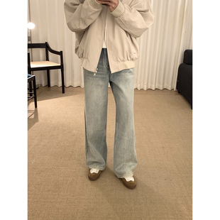 阿茶与阿古蓝色渐变牛仔裤男款直筒宽松秋季韩版新款百搭休闲长裤