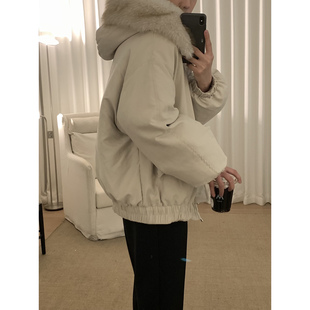 阿茶与阿古仿麂皮毛领派克棉服男款冬季宽松加厚保暖连帽棉衣外套