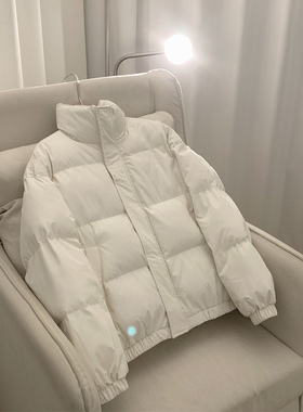 阿茶与阿古白色立领面包服棉服男款冬季韩版宽松加厚保暖棉衣外套