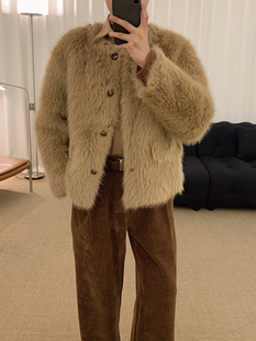 阿茶与阿古美拉德皮衣外套男秋冬潮牌设计感皮毛一体毛毛皮草上衣