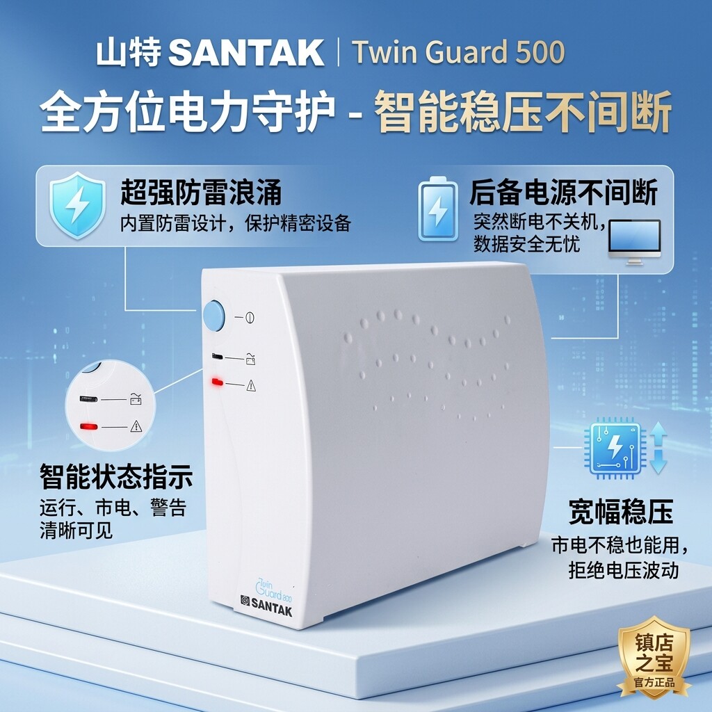 山特UPS不间断电源TG500VA 300W办公家用服务器电脑延时续航稳压