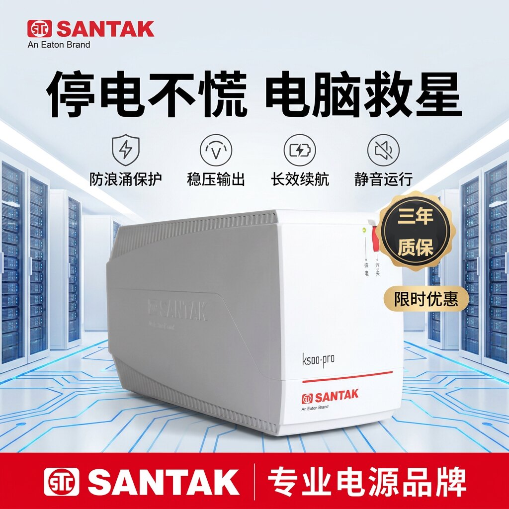 SANTAK山特UPS不间断电源K500-PRO带稳压300W自动开机办公电脑