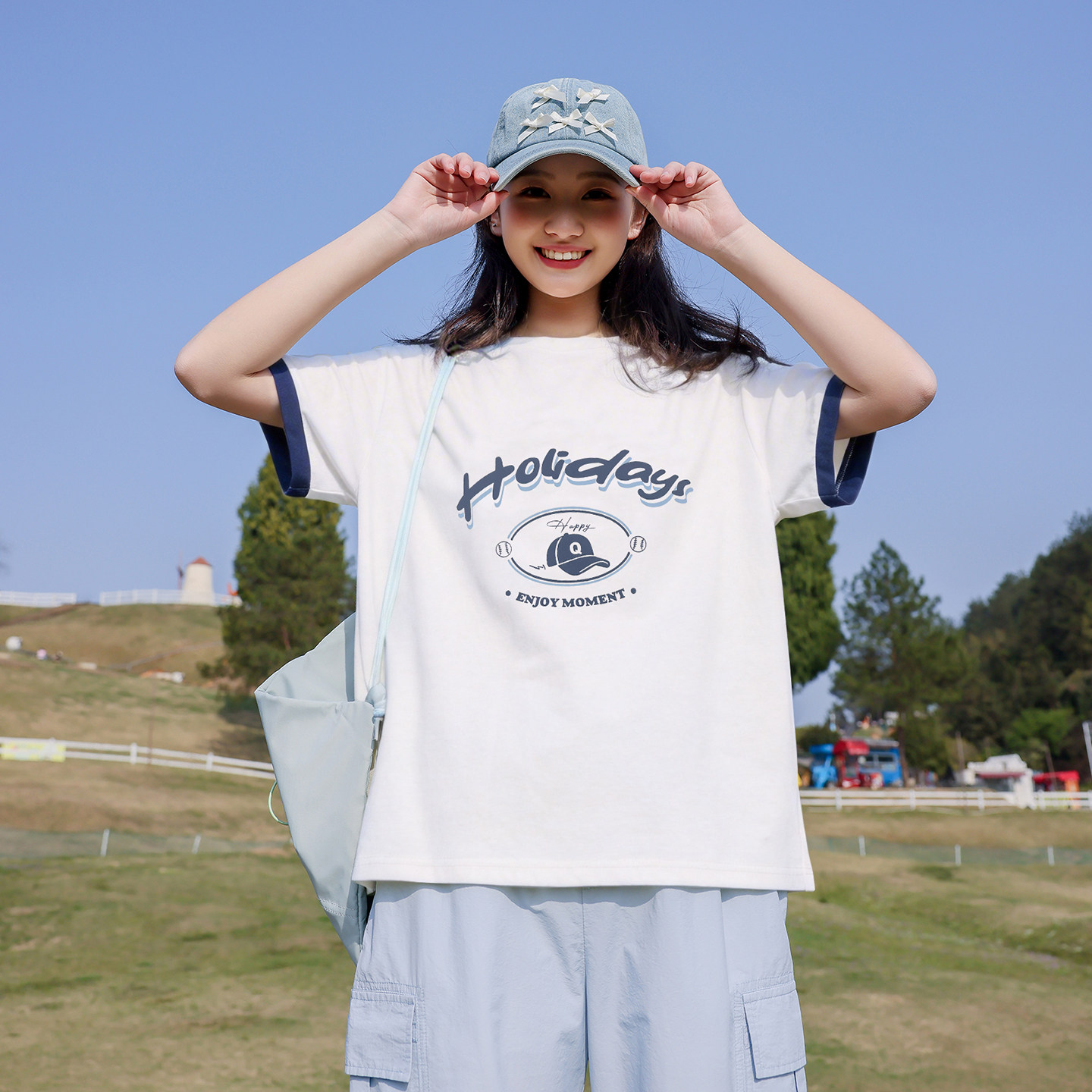 初中生短袖t恤夏装2026新款少女宽松撞色字母印花高中学生上衣女