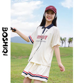 套装 2025初中学生短袖 裙子米色复古大童运动 少女孩新款 高中生夏装