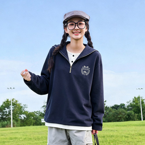 初中学生假两件卫衣秋装2026新款