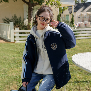 初中生外套夹棉加厚青少年秋冬季2025高中生青少年女大童保暖卫衣