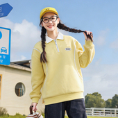 上衣女 少女宽松洋气polo领高中学生打底衫 初中生卫衣春装 2026新款