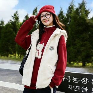 初中生仿羊羔毛马甲外穿秋冬款2025新款高中学生保暖背心坎肩上衣