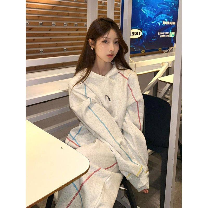 慵懒风休闲运动套装女冬季加绒加厚韩版高级感时尚洋气时髦小个子