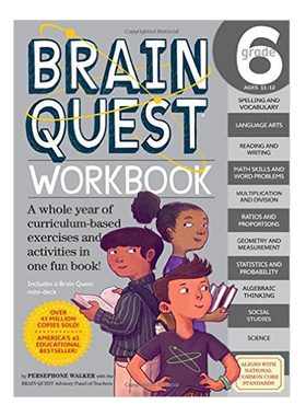 【现货】英文原版 Brain Quest Workbook Grade 6 6年级练习册美国学前小学生全科练习书籍