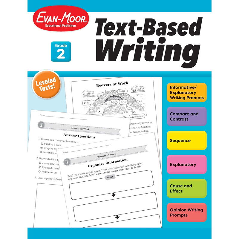 【预售】英文原版Text-Based Writing, Grade 2 非虚构类文学写作二年级 Evan-Moor 小学生学习辅导书籍