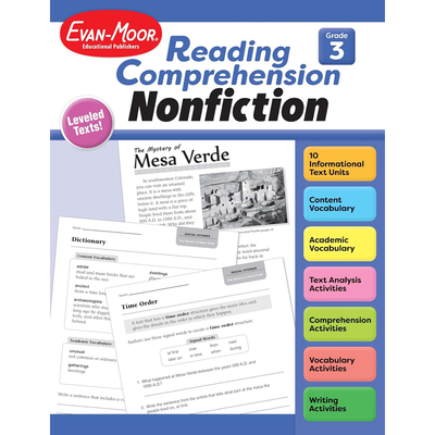 【预售】英文原版Reading Comprehension: Nonfiction, Grade 3 阅读理解：非虚构类三年级   Evan-Moor 小学生学习辅导书籍