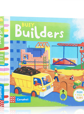 【现货】英文原版 Busy Builders 繁忙的工地 纸板机关操作活动书幼儿启蒙学习亲子教育互动学习儿童书籍