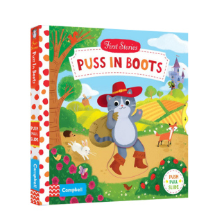 Puss Boots 猫 英文原版 穿靴子 童话篇操作机关书亲子互动故事英语启蒙认知绘本儿童书籍 现货