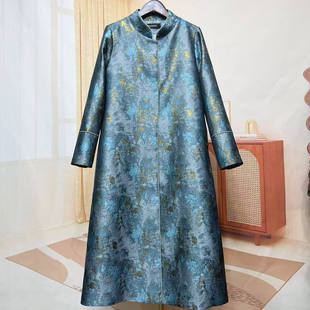 新中式国风古韵提花女装风衣外套2025年秋季新款中长款外搭