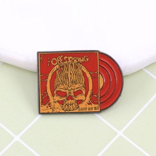 The Offspring 后裔乐队朋克骷髅黑胶唱片金属徽章胸针配饰 Pins