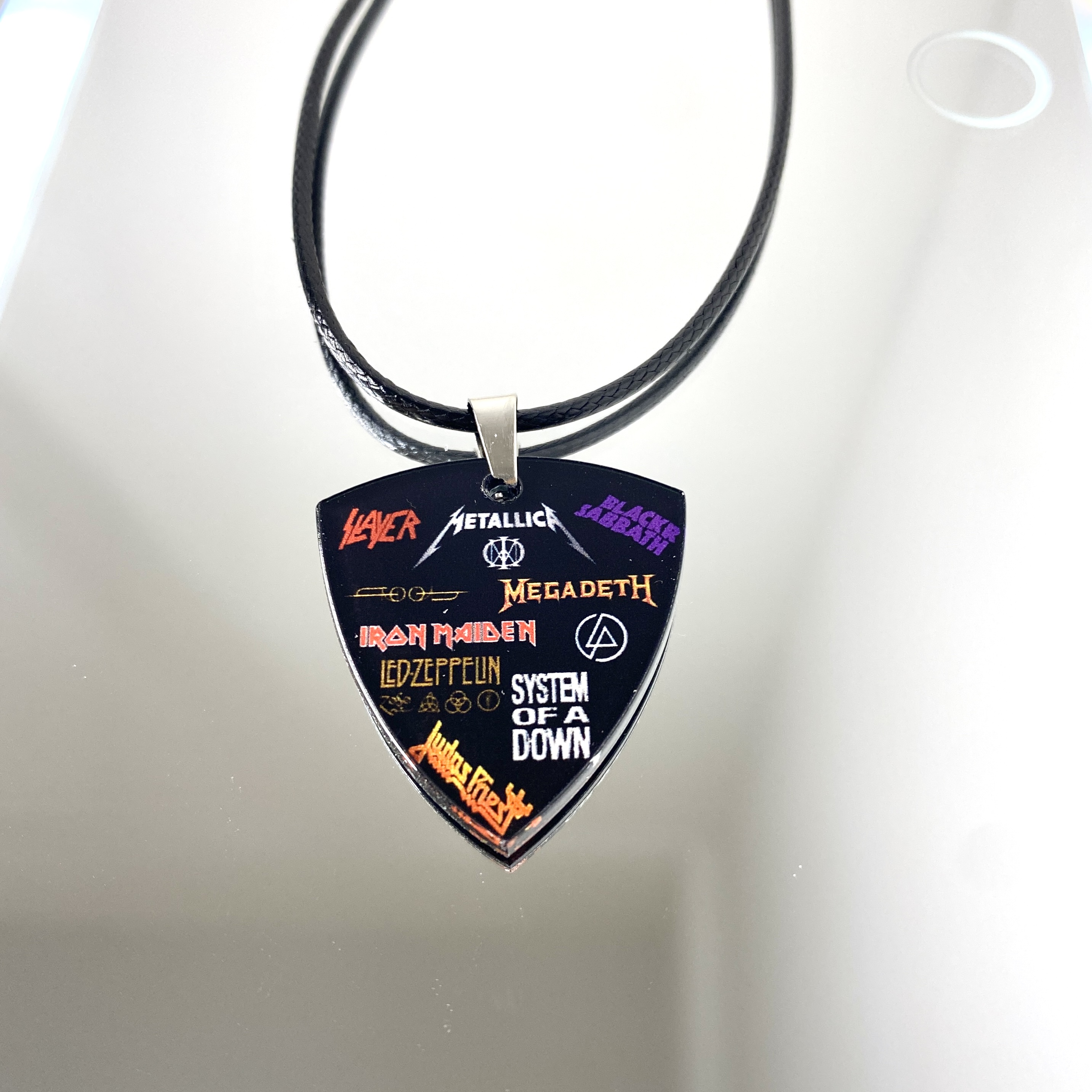 欧美重金属乐队LOGO周边吉他拨片项链配饰Metallica铁娘子Slayer