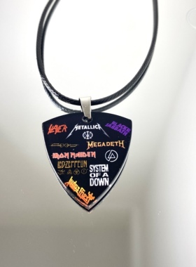 欧美重金属乐队LOGO周边吉他拨片项链配饰Metallica铁娘子Slayer