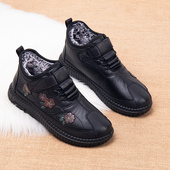 保暖中老年妈妈鞋 冬季 软底防滑奶奶鞋 子新款 老北京布鞋 女老人棉鞋