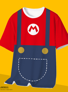 新款马里奥T恤动漫周边短袖速干衬衫客制青少年痛衣服cos装衬衣潮