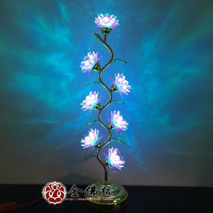 七品LED七彩水晶莲花灯 供佛灯 佛供灯佛灯 佛堂灯 佛前灯荷花灯