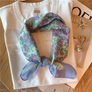 棉质方巾韩国新款花朵碎花文艺复古领巾春夏秋装饰发带头巾小清新
