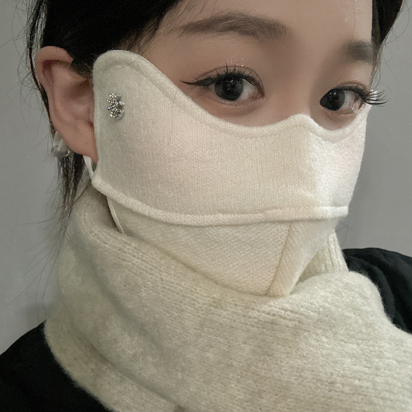 骑行保暖口罩女冬季防风防寒透气立体百搭显脸小高颜值护眼角面罩