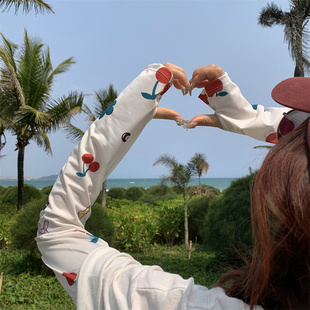 冰袖 小清新花朵薄款 女夏冰丝防晒防紫外线户外骑行开车护手臂袖 套