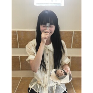 岛屿日记 75%天丝立体小花刺绣乖巧娃娃领蝴蝶结短衬衫