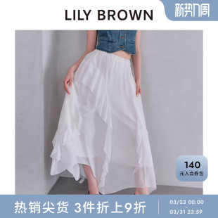 LILY 高腰不规则荷叶边A字半身裙LWFS252074 BROWN春夏款