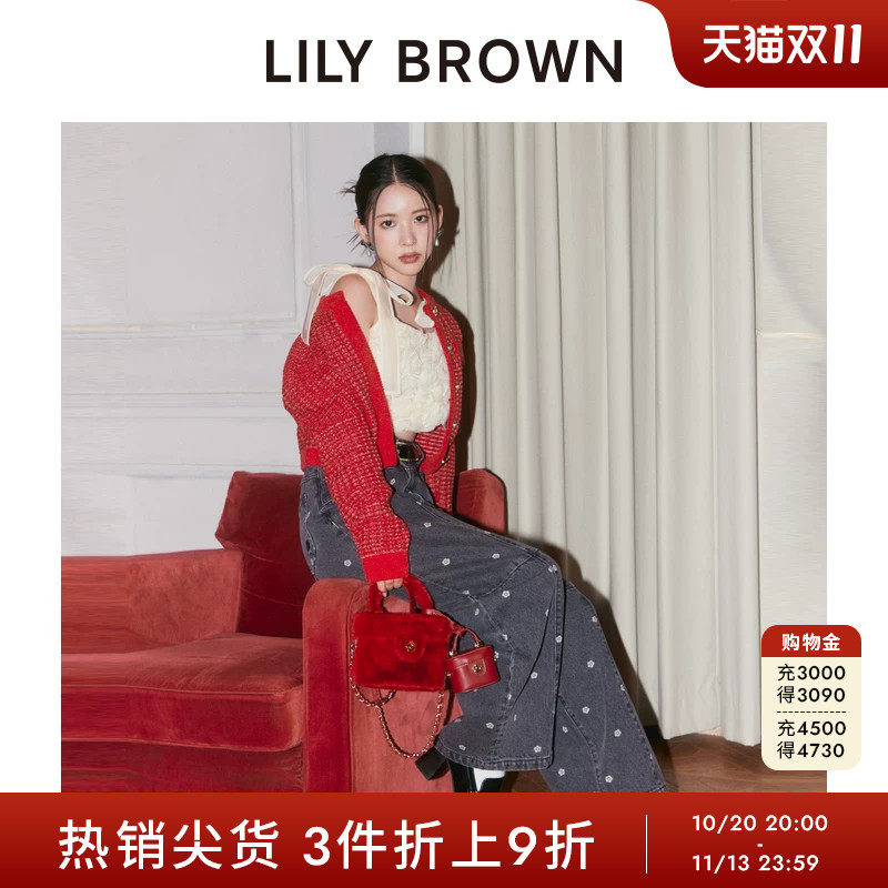 LILY BROWN秋冬款 MARY QUANT高腰阔腿牛仔长裤LWFP245098