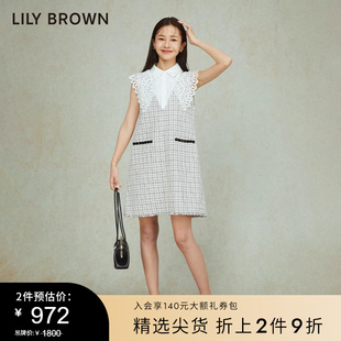 小香风蕾丝领A字2件套连衣裙LWFO222806 LILY BROWN春夏款