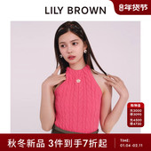 MARY LILY BROWN2025秋冬新品 QUANT绞花挂脖针织背心LWNT254007