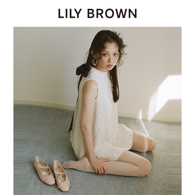 LILY BROWN春夏款CANDY无袖亮片系带A字连衣裙LWFO251808