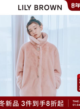 LILY BROWN2025秋冬新品MARY QUANT时髦翻领仿皮草外套LWFC255029
